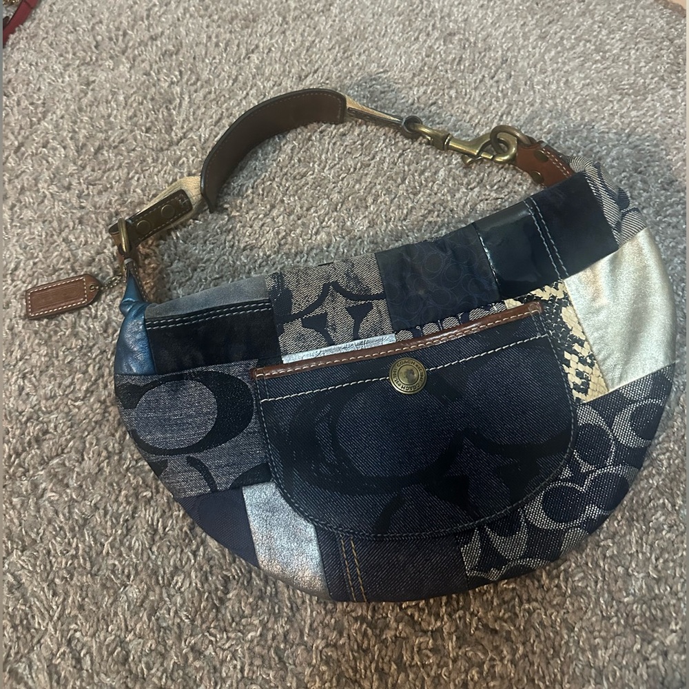 Vintage Coach Patchwork Denim Shoulder Bag